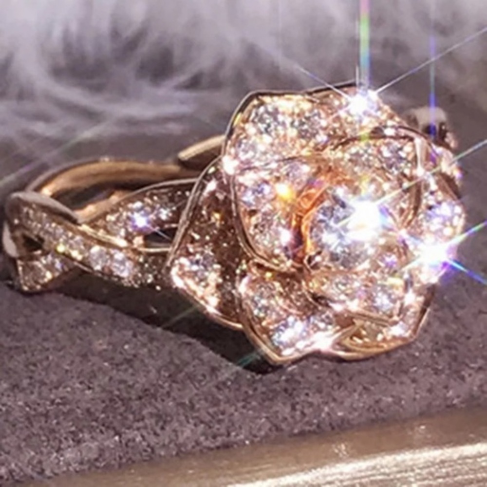 Rose Zircon Rose Gold Diamond Ring